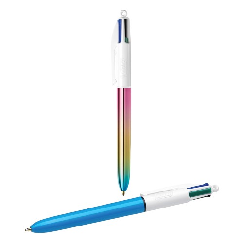 Penna BIC Quattro Colori (Blu, Nero, Rosso e Verde) Versione Original o Gradient Meccanismo a Scatto e Tratto Medio