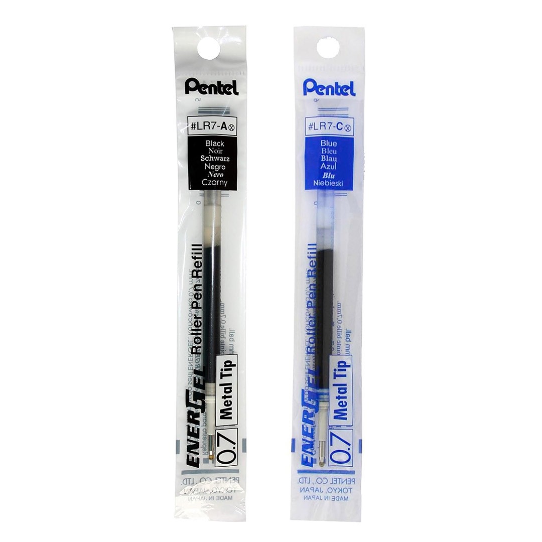 Refill di Ricambio per Penne EnerGel Pentel Ricaricabil LR7 Inchiostro Nero o Blu