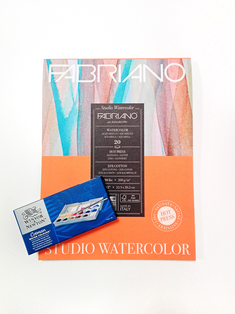 Carta per acquerello Fabriano e colori Winsor & Newton - Cotman Water Colours