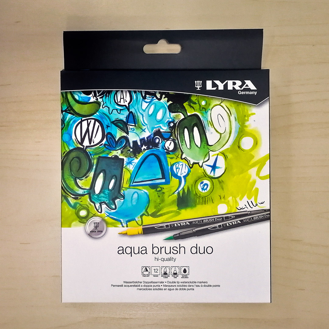 Pennarelli Acquarellabili a Doppia Punta Aqua Brush Duo Lyra, confezione da 12 colori